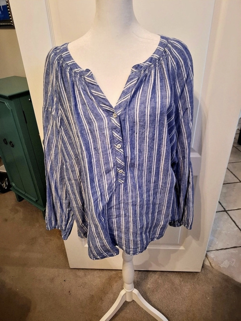 Talbots Striped Blouse in Blue & White Size 2X